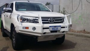 Hilux new Steel Bullbar made in Perth for sale with winch fog light