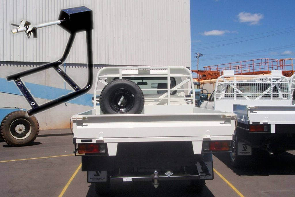 All types of single and double spare wheel cariers for sale and fitted in Perth Western Australia.